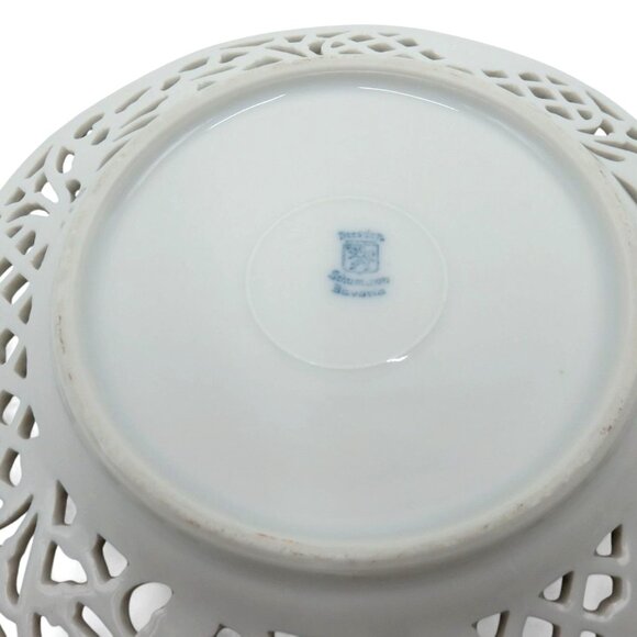 SCHUMANN BAVARIA Reticulated Green Quatrefoil Plate Courting Couple Germany Vint - Picture 6 of 10